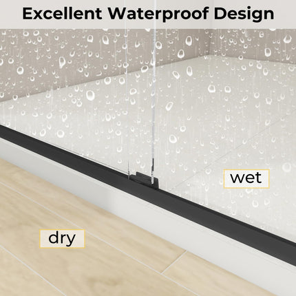 56"-60" W x 72" H Double Sliding Shower Door, Sliding Shower Doors with 1/4" (6mm) Thick Clear Tempered Glass, Silent Soft-Close Shatterproof Shower Door, Stainless Steel Handle, Black