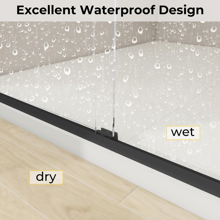 56"-60" W x 72" H Double Sliding Shower Door, Sliding Shower Doors with 1/4" (6mm) Thick Clear Tempered Glass, Silent Soft-Close Shatterproof Shower Door, Stainless Steel Handle, Black