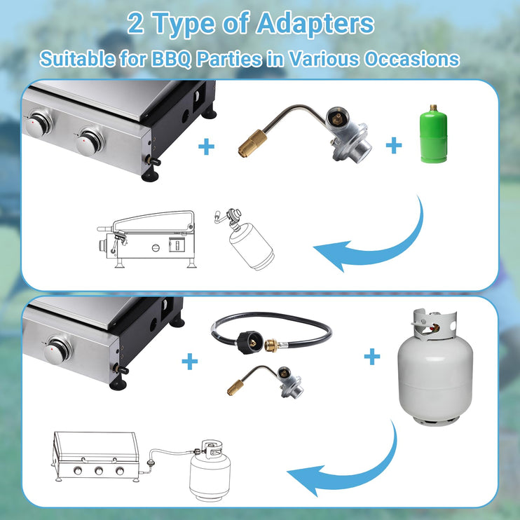 3 Burner Portable Propane Grill, Tabletop Gas Grill with Stainless Steel Grill Tray, Regulator, 28,680 BTU Gas Griddle Flat Top Grill for Patio, Garden Barbecues, Camping