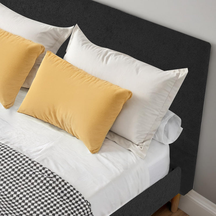 Upholstered Bed Frame Full/Queen/King, Velvet Upholstered Bed Frame with Headboard, Mattress Foundation with Sturdy Wooden Slats, No Box Spring Needed, No Noise, Black