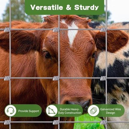 5ft x 164ft Farm Fence, Wire Fence Rolls, Galvanized Farm Fence, Cattle Fence, Hog Wire Fence Panels, Heavy Duty Wire Mesh for Deer, Pig, Sheep Enclosure for Yard, Garden, Field Use-13 Gauge