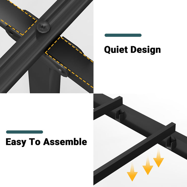 Queen Bed Frame with 8 Storage Drawers, Queen Metal Bed Frame with LED Light and Charging Station, Heavy Duty Metal Slats, No Box Spring Needed, Rustic Brown