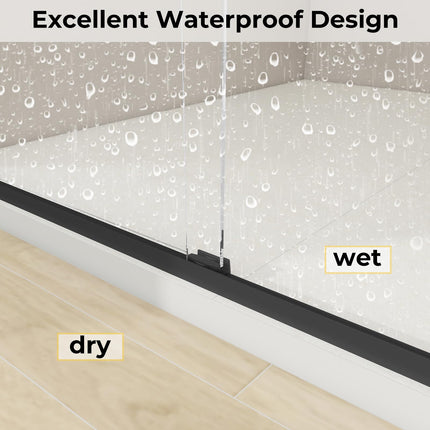 44"-48"W x 72"H Double Sliding Shower Door, Bathroom Sliding Shower Door with 1/4" (6mm) Thick Clear Tempered Glass, Silent Soft-Close Shatterproof Shower Door, Stainless Steel Handle, Black