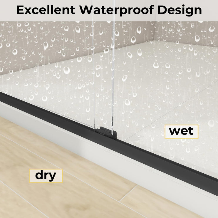 44"-48"W x 72"H Double Sliding Shower Door, Bathroom Sliding Shower Door with 1/4" (6mm) Thick Clear Tempered Glass, Silent Soft-Close Shatterproof Shower Door, Stainless Steel Handle, Black