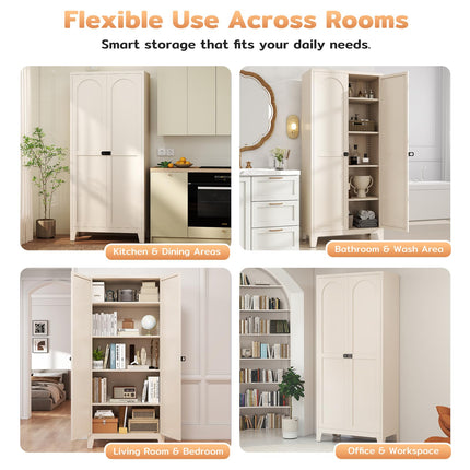 70.87" Tall Metal Storage Cabinet with 3-Digit Combination Lock, Steel Pantry Cabinet with 4 Adjustable Shelves & 2 Doors, Secure Freestanding Organizer for Home, Office, Garage, Beige