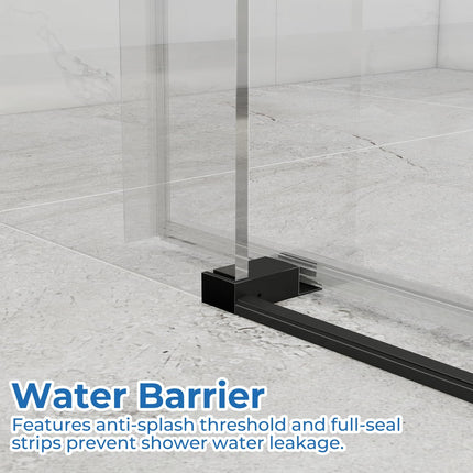 56-60'' W x 76 '' H Shower Doors, Frameless Single Sliding Doors, Walk in Shower Doors with 3/8" (10 mm) Tempered Glass, Stainless Steel Handles, Matte Black