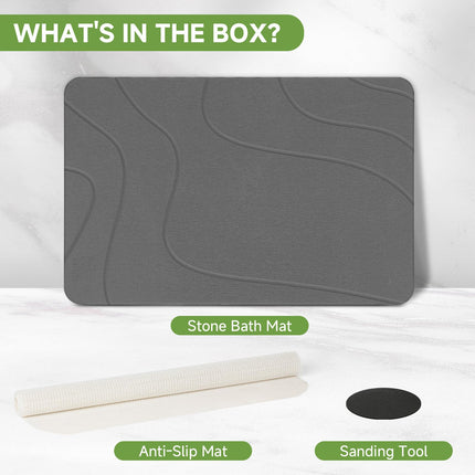 Stone Bath Mat, Diatomaceous Earth Stone Shower Mat for Bathroom, Absorbent Bath Mats, Barhroom Floor Mat, Quick Drying, Easy to Clean, 23.6 x 15.4