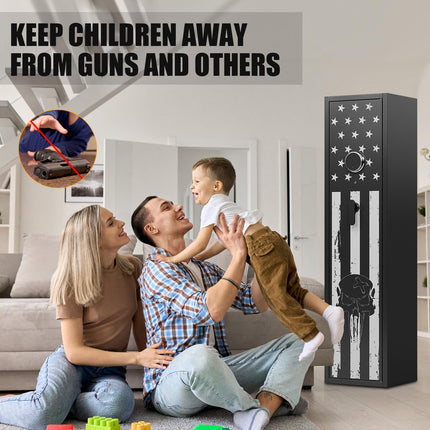 6 Gun Safe, Rifle Gun Safe Quick Access Rifle Safe for Home, Digital Keypad Gun Cabinet with Adjustable Gun Rack, Pistol Bags and Storage Boxes, LED Light