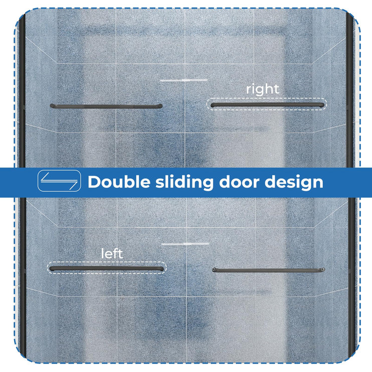 56-60" W Tub Shower Door, Bathtub Sliding Doors, Double Sliding Shower Door w/ 1/4" (6mm) SGCC Shatterproof Tempered Glass, Aluminium Alloy & Stainless Steel, Black
