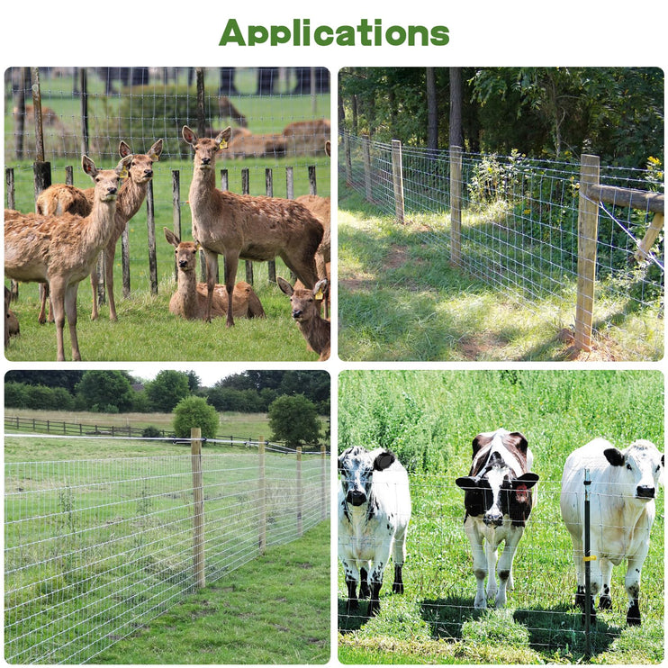 5ft x 164ft Galvanized Farm Fence, Cattle Fence, Hog Wire Fence Panels, Wire Fence Rolls, Heavy Duty Wire Mesh for Deer, Pig, Sheep Enclosure for Yard, Garden, Field Use-14 Gauge