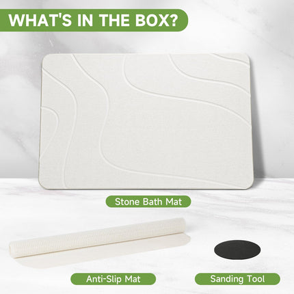 Stone Bath Mat, Diatomaceous Earth Stone Shower Mat for Bathroom, Absorbent Bath Mats, Barhroom Floor Mat, Quick Drying, Easy to Clean, 23.6 x 15.4