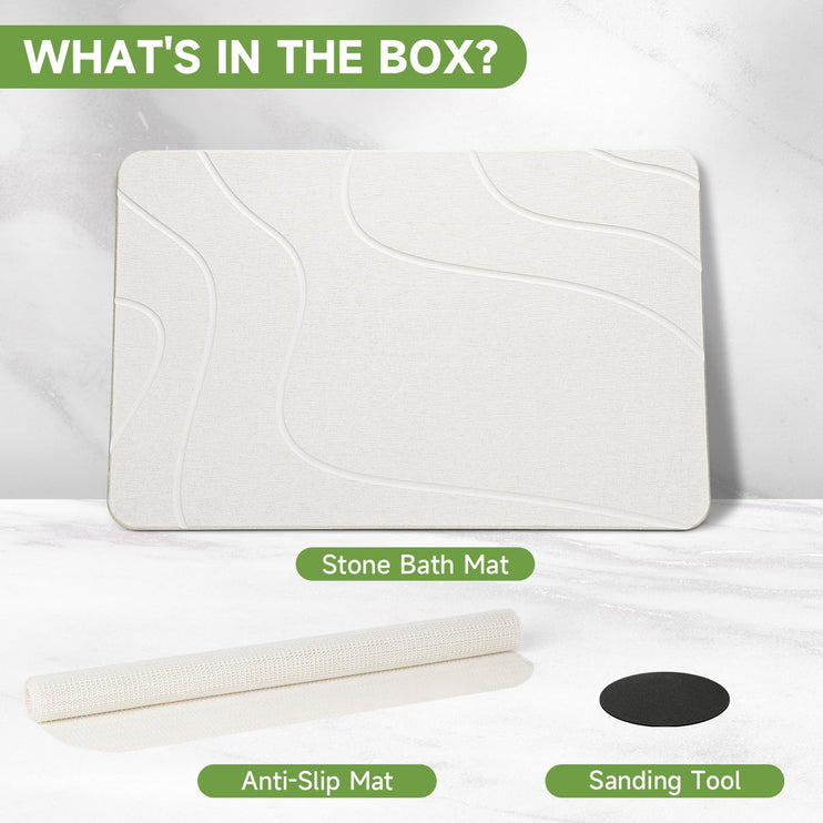 Stone Bath Mat, Diatomaceous Earth Stone Shower Mat for Bathroom, Absorbent Bath Mats, Barhroom Floor Mat, Quick Drying, Easy to Clean, 23.6 x 15.4