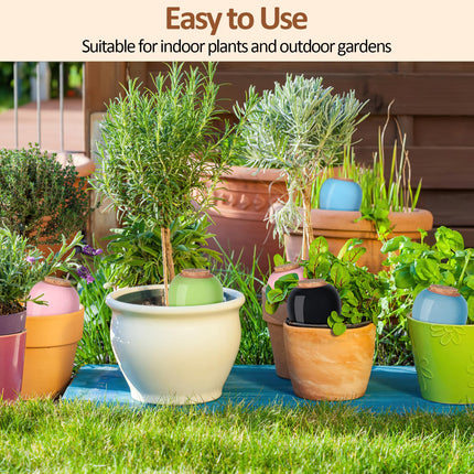 4-Pack Terracotta Watering Spikes, Plant Watering Devices with Lid, Terracotta Spikes Self-Watering Device, Slow Release Plant Watering Spikes for Indoor & Outdoor Plants