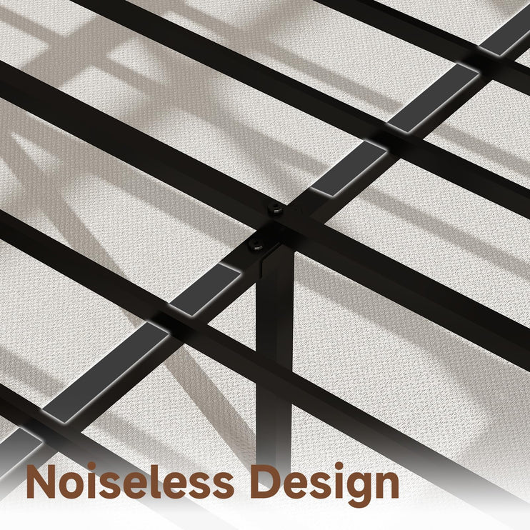 Queen Bed Frame with 4 Drawers & Headboard, Queen Size Metal Platform Bed Frame with Charging Station, LED Lights, Sturdy & Stable Queen Size Bedframe, Noiseless, No Box Spring Needed