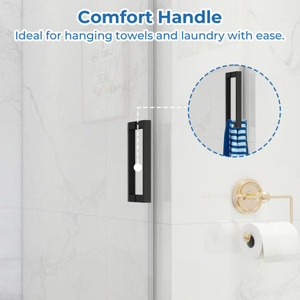 56-60'' W x 76 '' H Shower Doors, Frameless Single Sliding Doors, Walk in Shower Doors with 3/8" (10 mm) Tempered Glass, Stainless Steel Handles, Matte Black