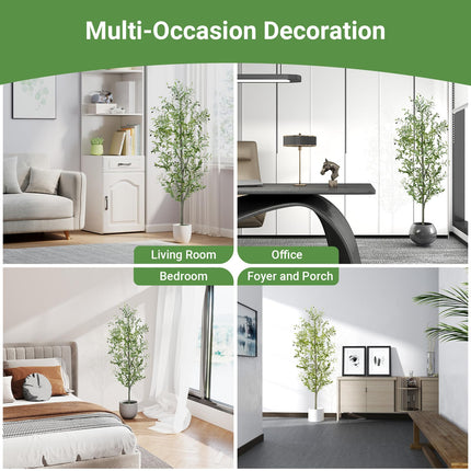 6 FT Faux Olive Tree Indoor, Tall Artificial Silk Olive Tree 6 FT, Large Indoor Fake Olive Trees with Realistic Leaves, Branches, Fruits, Faux Olive Trees Artificial Plants for Home (6 Feet)